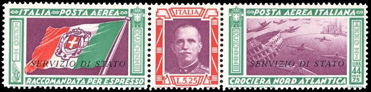 1933 - 5,25 + 44,75 lire Trittico ... 