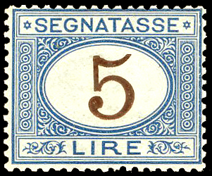 1874 - 5 lire azzurro e bruno ... 