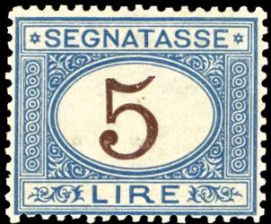 1874 - 5 lire azzurro e bruno ... 