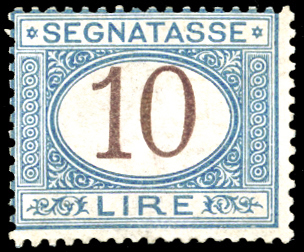 1874 - 10 lire azzurro e bruno ... 