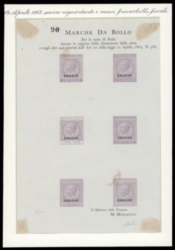 1862 - Marche da bollo, foglietto ... 