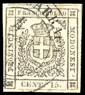1859 - 15 cent. bruno (13), usato, ... 