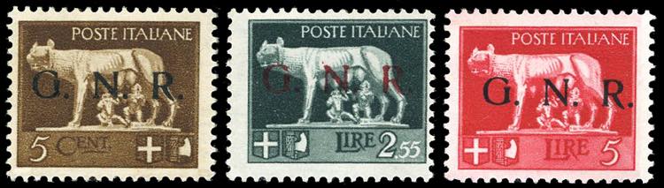 1943 - 5 cent., 2,55 lire, 5 lire, ... 