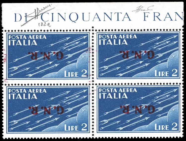 1944 - 2 lire azzurro, soprastampa ... 