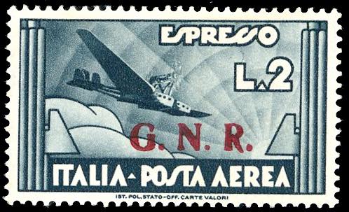 1943 - 2 lire ardesia, soprastampa ... 