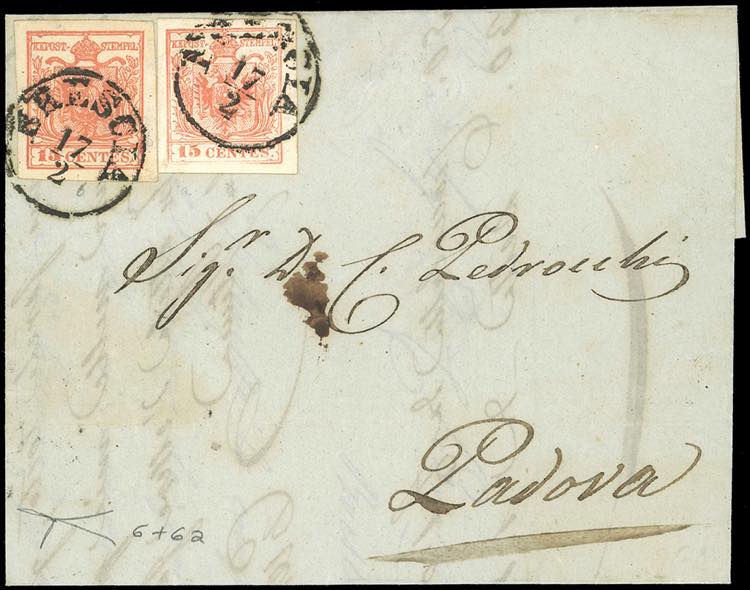 1854 - 15 cent., III tipo, carta a ... 