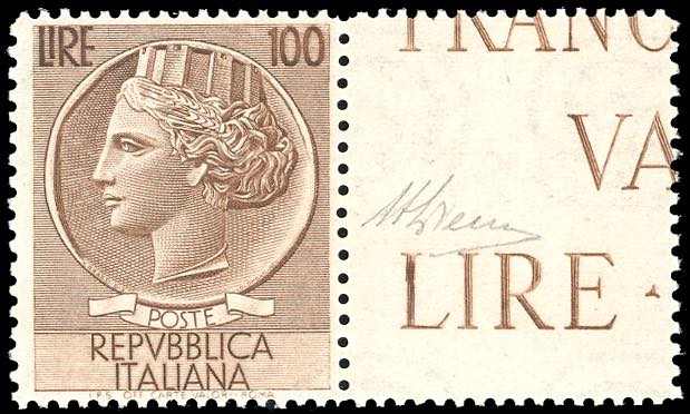 1954 - 100 lire Turrita, filigrana ... 