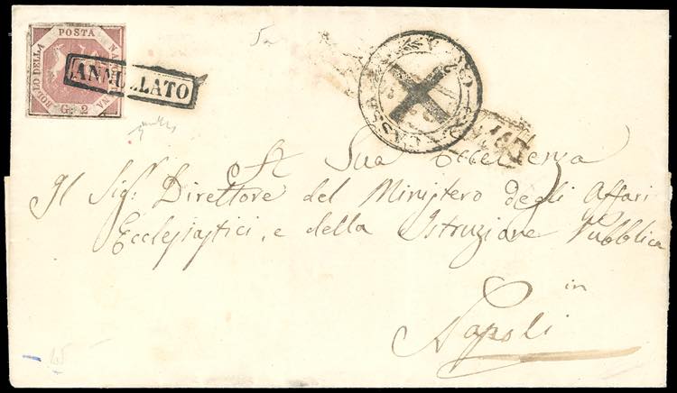 1858 - 2 grana rosa lillaceo (5a), ... 