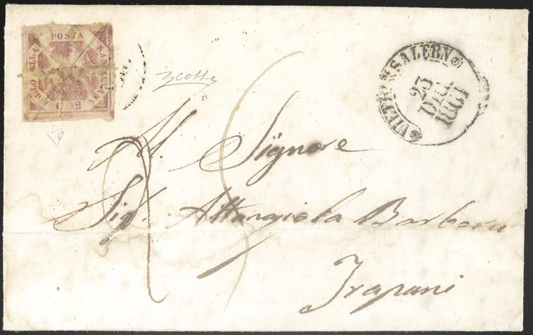 1861 - 2 grana carminio, I tavola ... 