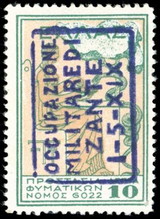 ZANTE 1941 - 10 l. Beneficenza, ... 