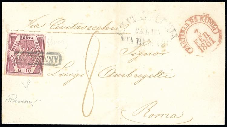 1861 - 10 grana carminio lillaceo, ... 