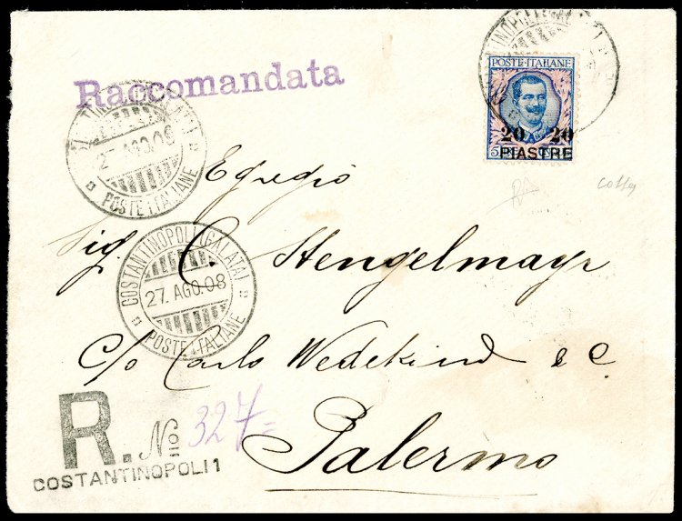 COSTANTINOPOLI 1908 - 20 pi., su 5 ... 