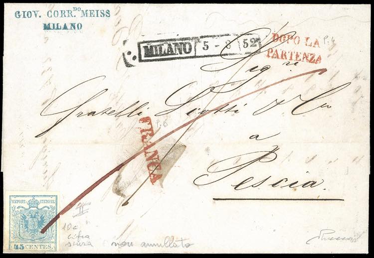 1852 - 45 cent. azzurro chiaro, I ... 