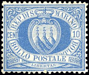1877 - 10 cent. oltremare Stemma ... 