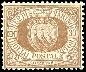1877 - 30 cent. bruno Stemma (6), ... 