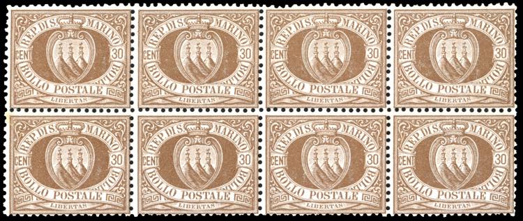 1877 - 30 cent. bruno Stemma (6), ... 