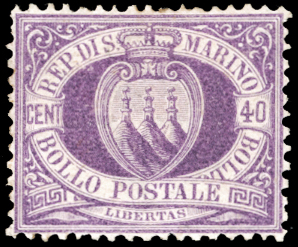 1877 - 40 cent. lilla scuro Stemma ... 