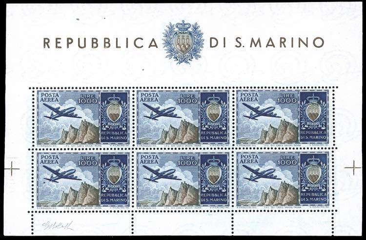 1954 - 1.000 lire Aereo, foglietto ... 