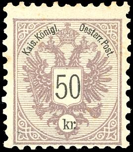 AUSTRIA 1883 - 50 k. lilla bruno, ... 
