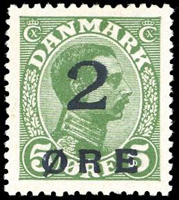 FAROER 1919 - 2 o. su 5 o. verde, ... 