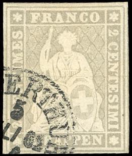 SVIZZERA 1862 - 2 r. bruno grigio, ... 