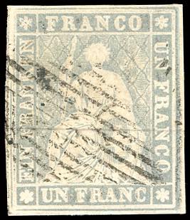 SVIZZERA 1854 - 1 fr. grigio ... 