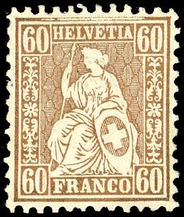 SVIZZERA 1862 - 60 c. bronzo, ... 