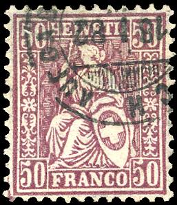 SVIZZERA 1881 - 50 cent. lilla, ... 