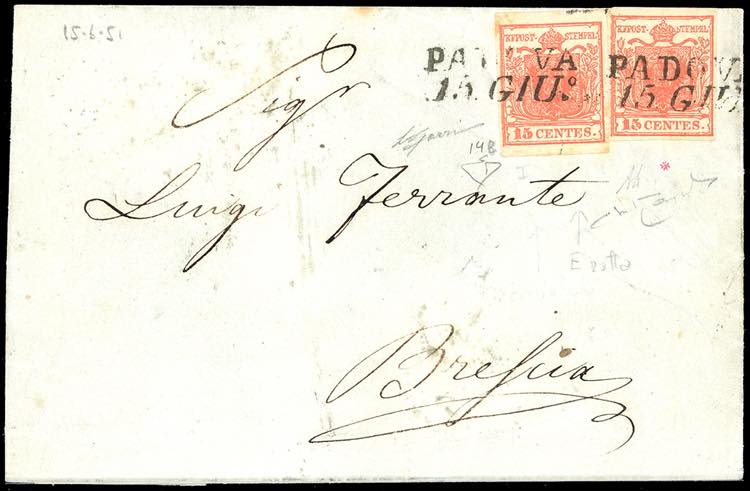 1851 - 15 cent. rosso vermiglio, I ... 