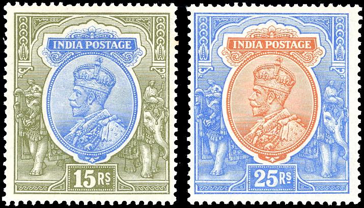 INDIA 1911/26 - 15 r. e 25 r. ... 