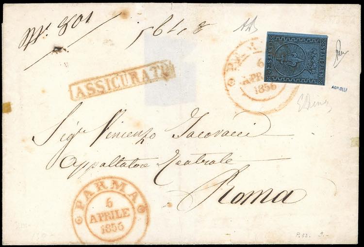 1856 - 40 cent. azzurro (5), a ... 