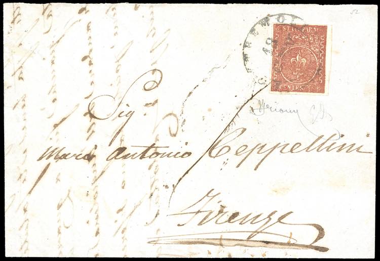 1856 - 25 cent. bruno rosso (8), ... 