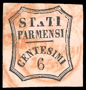 1857 - 6 cent. rosa vivo, varietà ... 