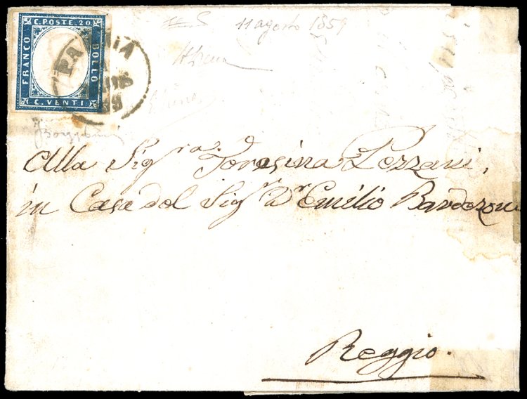 1859 - 20 cent. azzurro scuro IV ... 