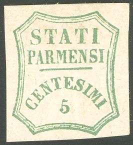 1859 - 5 cent. verde azzurro, I ... 