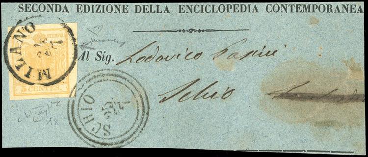 1850 - 5 cent. giallo ocra (1), ... 