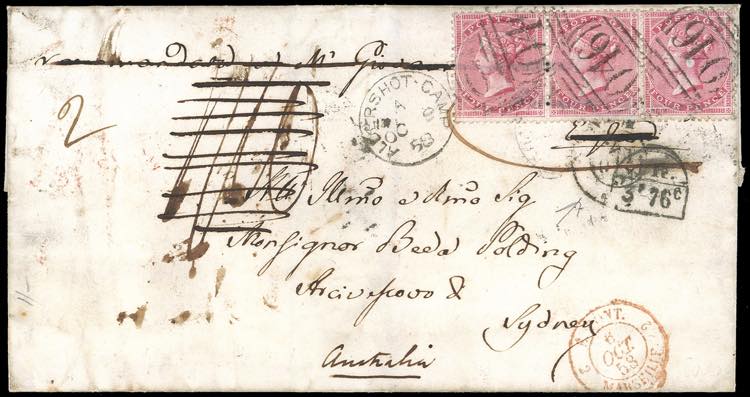 1858 - Lettera non affrancata ... 