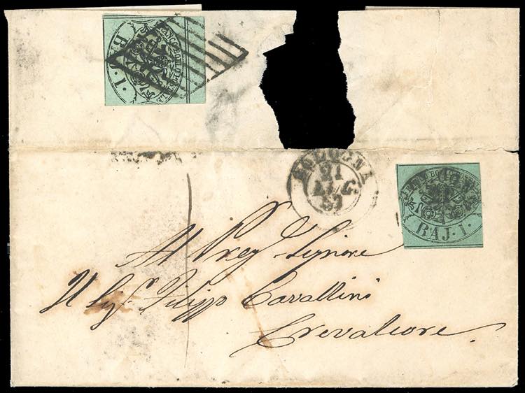 1857 - 1 baj verde grigiastro (2), ... 