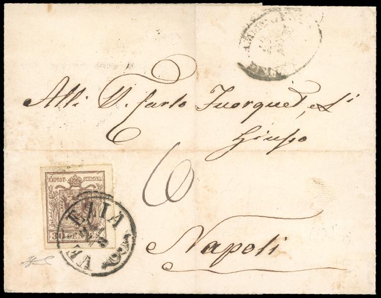 1857 - 30 cent. bruno, carta a ... 