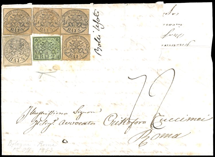 1853 - 2 baj verde oliva, 3 baj ... 