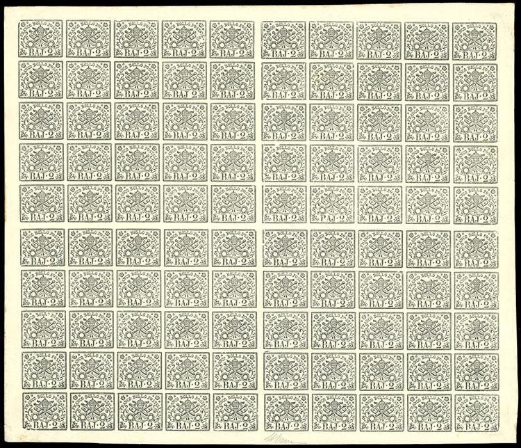 1867 - 2 baj bianco (3A), foglio ... 