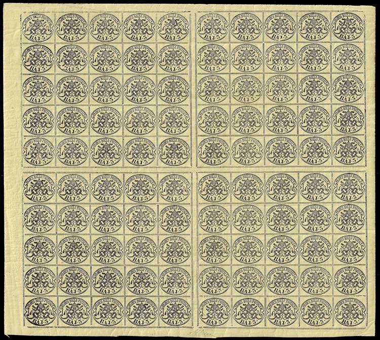 1863 - 3 baj giallo cromo (4A), ... 