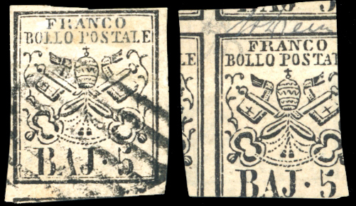 1852 - 5 baj rosa chiaro, stampa ... 