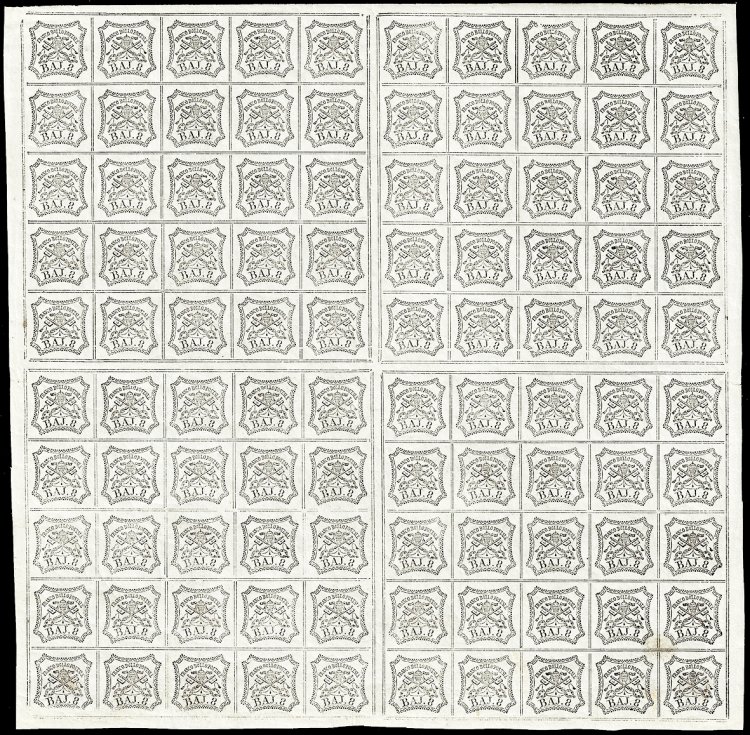 1852 - 8 baj bianco (9), foglio ... 