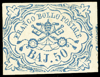 1852 - 50 baj azzurro (10), parte ... 