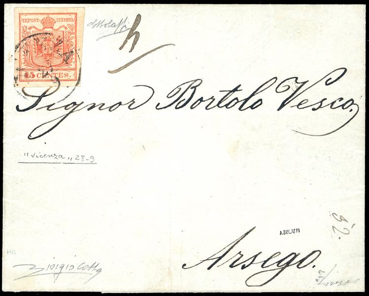 FALSI PER POSTA 1853 - 15 cent. ... 
