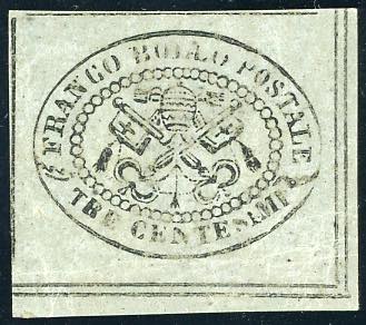 1867 - 3 cent. grigio (15), angolo ... 