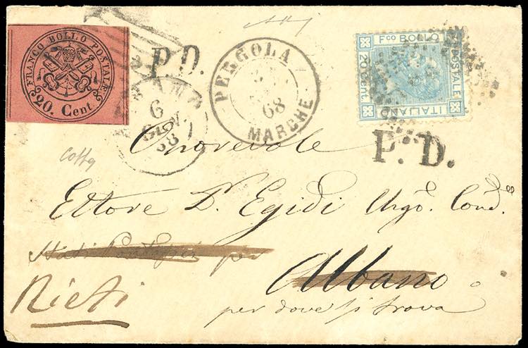1868 - 20 cent. celeste, tiratura ... 