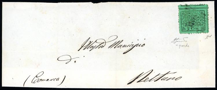 1858 - 2 cent. verde chiaro, ... 