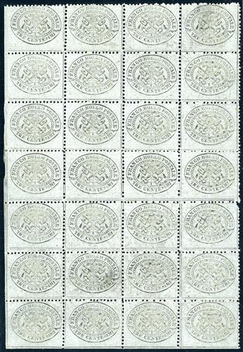 1868 - 3 cent. grigio (24), blocco ... 
